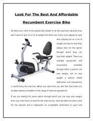 Look For The Best And Affordable Recumbent Exercise Bike.doc